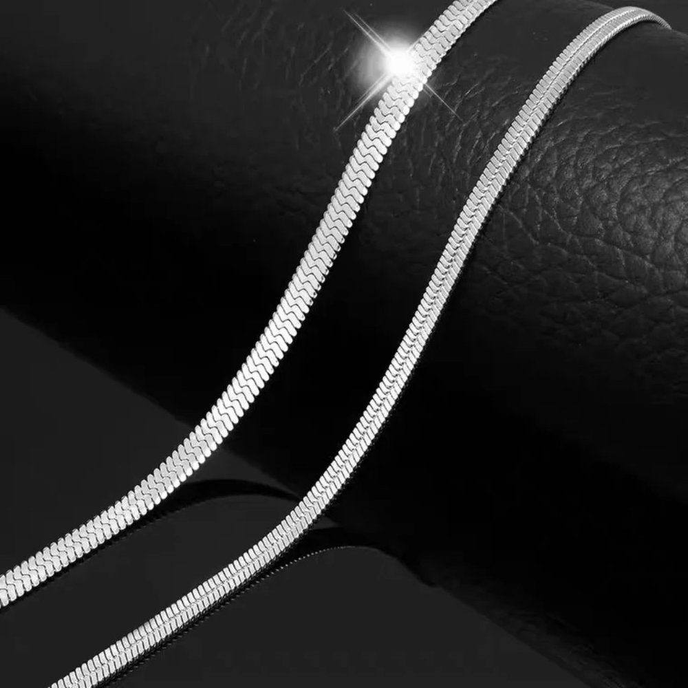 2pc Bundle 22 Inch Herringbone Necklace and Bracelet Combo, 925 Sterling Silver - Picture 2 of 9